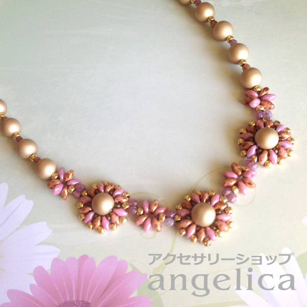 ビーズ アクセサリーキット デイジー フラワーネックレス ビーズステッチの販売/k157＊アクセサリーパーツショップangelica*ハンドメイド